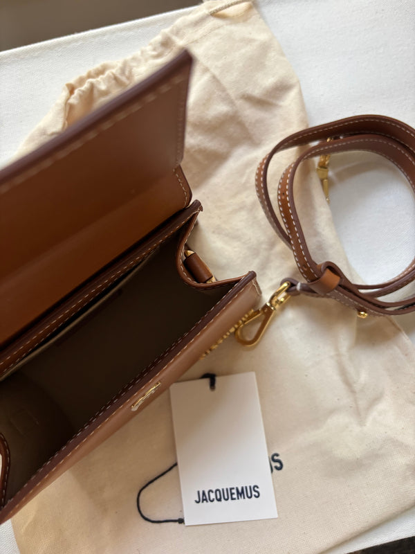 Jacquemus Le Chiquito Moyen Buckle Bag – Cognac Brown Leather (preloved New with Dust Bag)