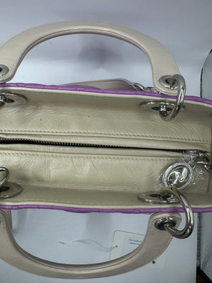 Dior Lady Dior Tri-colour Genuine Python side purple/pink/cream with SHW