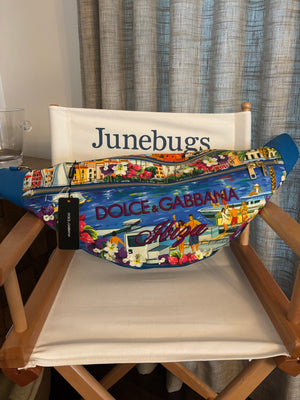 Dolce & Gabbana Ibiza Belt Bag – Multicolor Canvas with Logo Embroidery