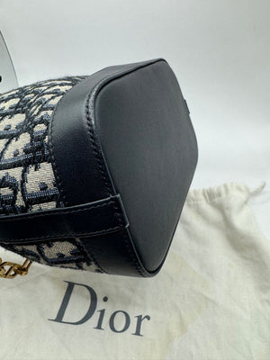 Dior Navy Oblique Canvas & Leather Mini Bucket bag
