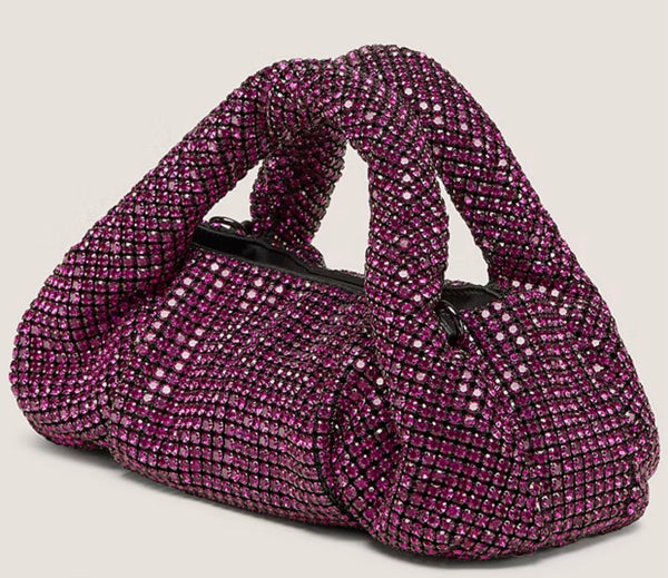 Stuart Weitzman Crystal Moda shine bag in fuchsia pink