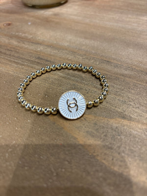 Chanel Upcycled Gold Bead bracelet White starburst bracelet