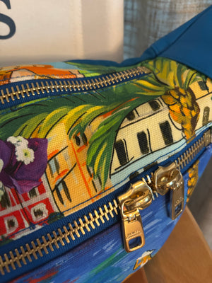 Dolce & Gabbana Ibiza Belt Bag – Multicolor Canvas with Logo Embroidery