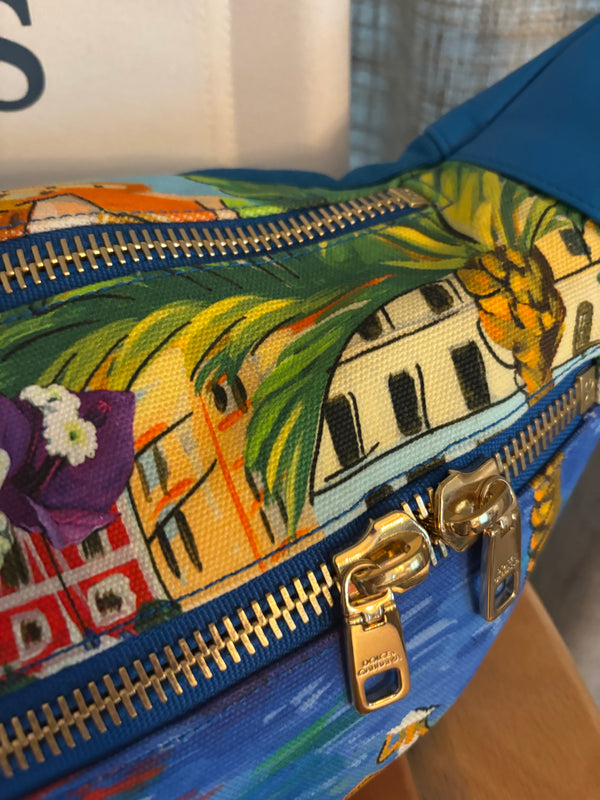 Dolce & Gabbana Ibiza Belt Bag – Multicolor Canvas with Logo Embroidery