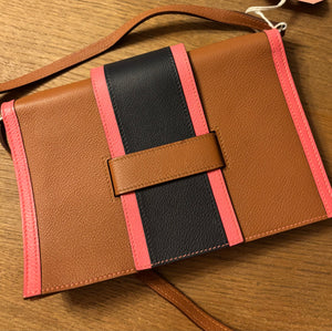 Hermès Tan/Navy/Pink Crossbody Clutch.