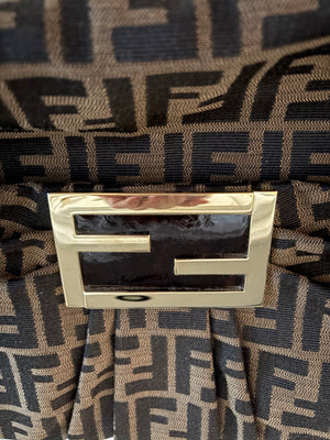 Fendi Zucca Canvas Mia Shoulder Bag – Tobacco Monogram with Flat Patent Leather Strap