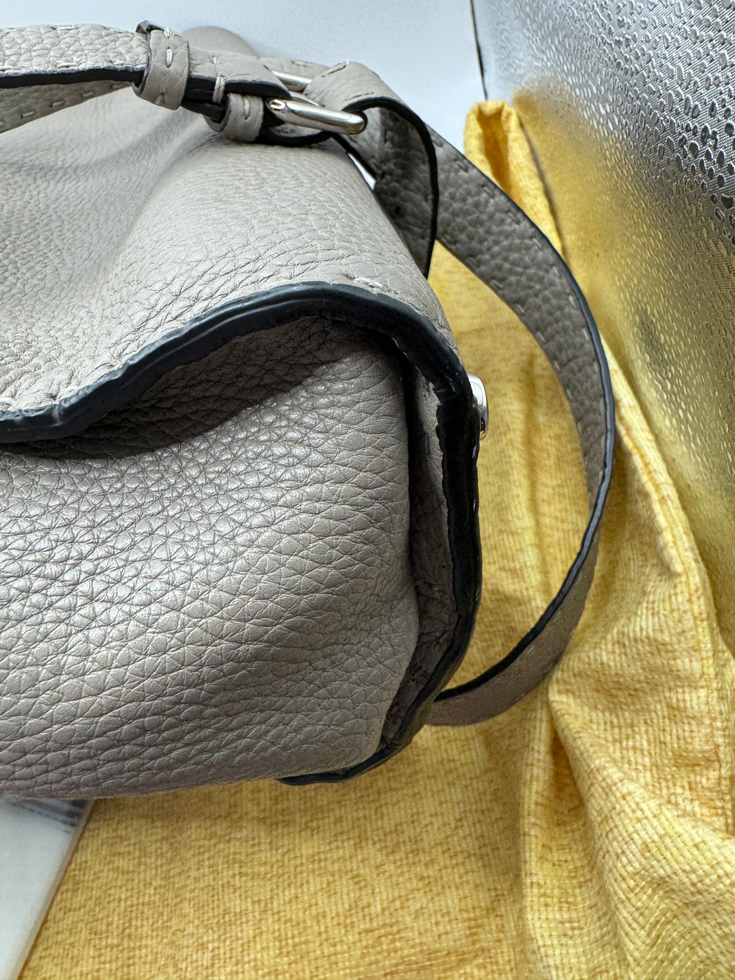 Fendi Peek a Boo Grey pebbled leather