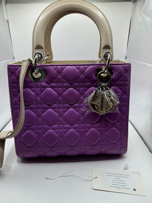 Dior Lady Dior Tri-colour Genuine Python side purple/pink/cream with SHW