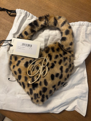 Blumarine Heart Faux-Fur Bag NWT