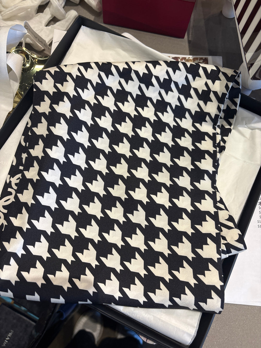Chanel Black & White Tie Scarf 2021