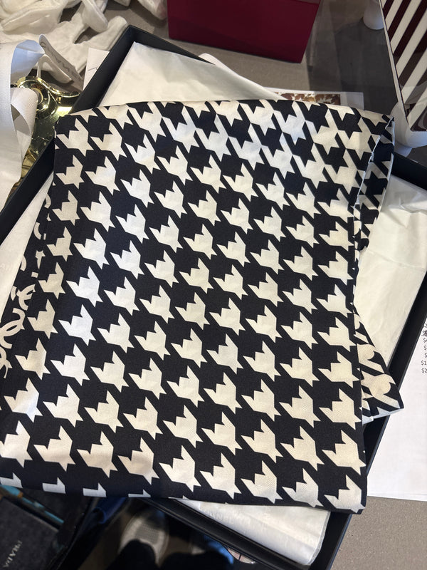 Chanel Black & White Tie Scarf 2021