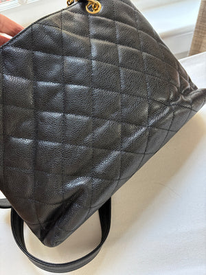 Chanel Vintage 4-Series Caviar Quilted Shoulder Tote with 24k Gold Hardware