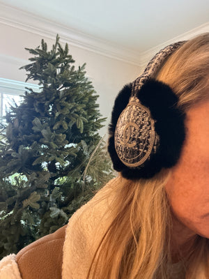 Chanel fur tweed earmuffs