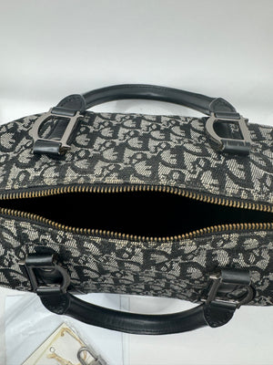 Dior 2004 Vintage Diorissimo Small Trotter Bag Black & Grey Dior print