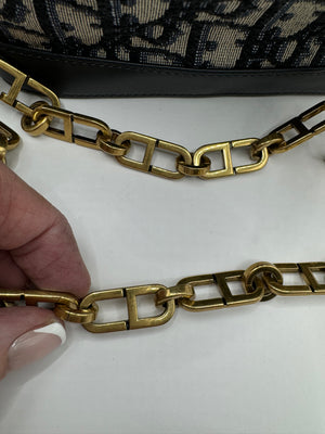 Dior Navy Oblique Canvas & Leather Mini Bucket bag