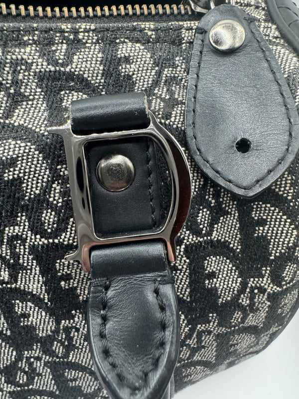 Dior 2004 Vintage Diorissimo Small Trotter Bag Black & Grey Dior print