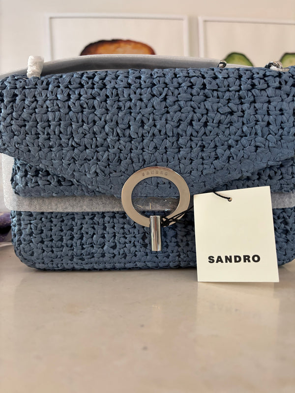 Sandro Blue Raffia shoulder bag