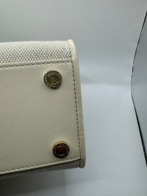 Bvlgari Cream Canvas Crystal metallic logo small Tote
