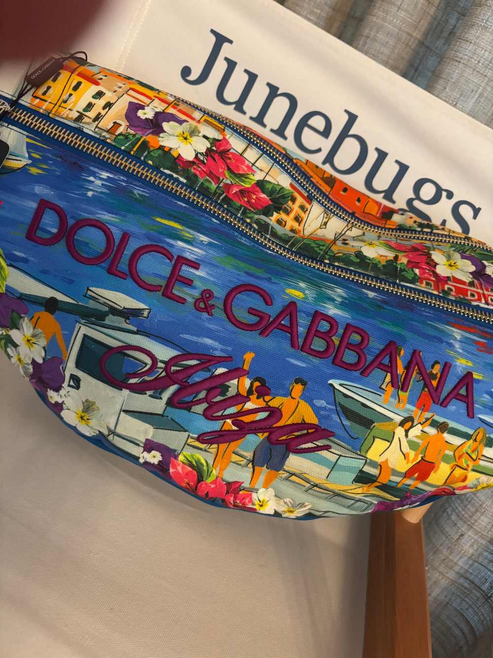 Dolce & Gabbana Ibiza Belt Bag – Multicolor Canvas with Logo Embroidery