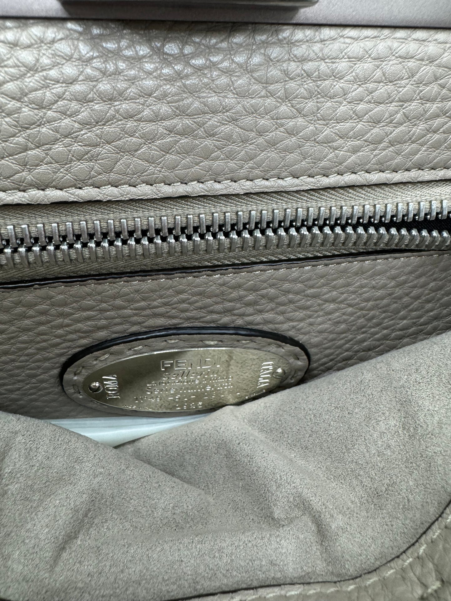 Fendi Peek a Boo Grey pebbled leather