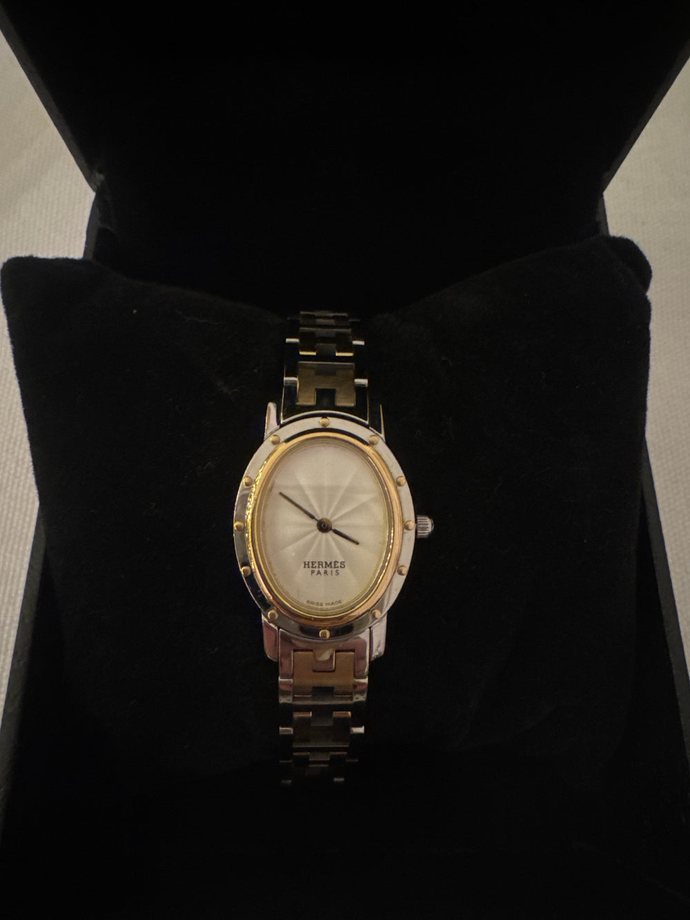 Hermès Clipper CO1.220 Oval Vintage Ladies Watch in Stainless Steel and Gold