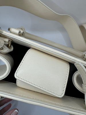 Bvlgari Cream Canvas Crystal metallic logo small Tote