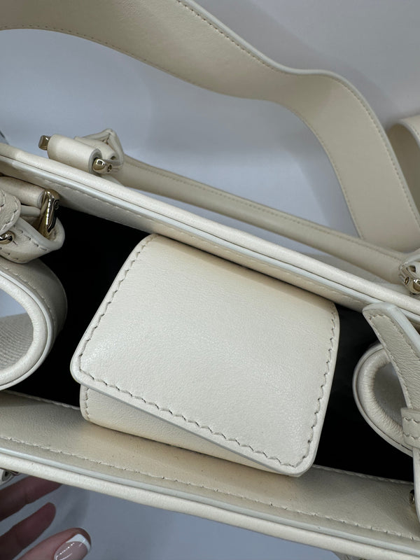 Bvlgari Cream Canvas Crystal metallic logo small Tote