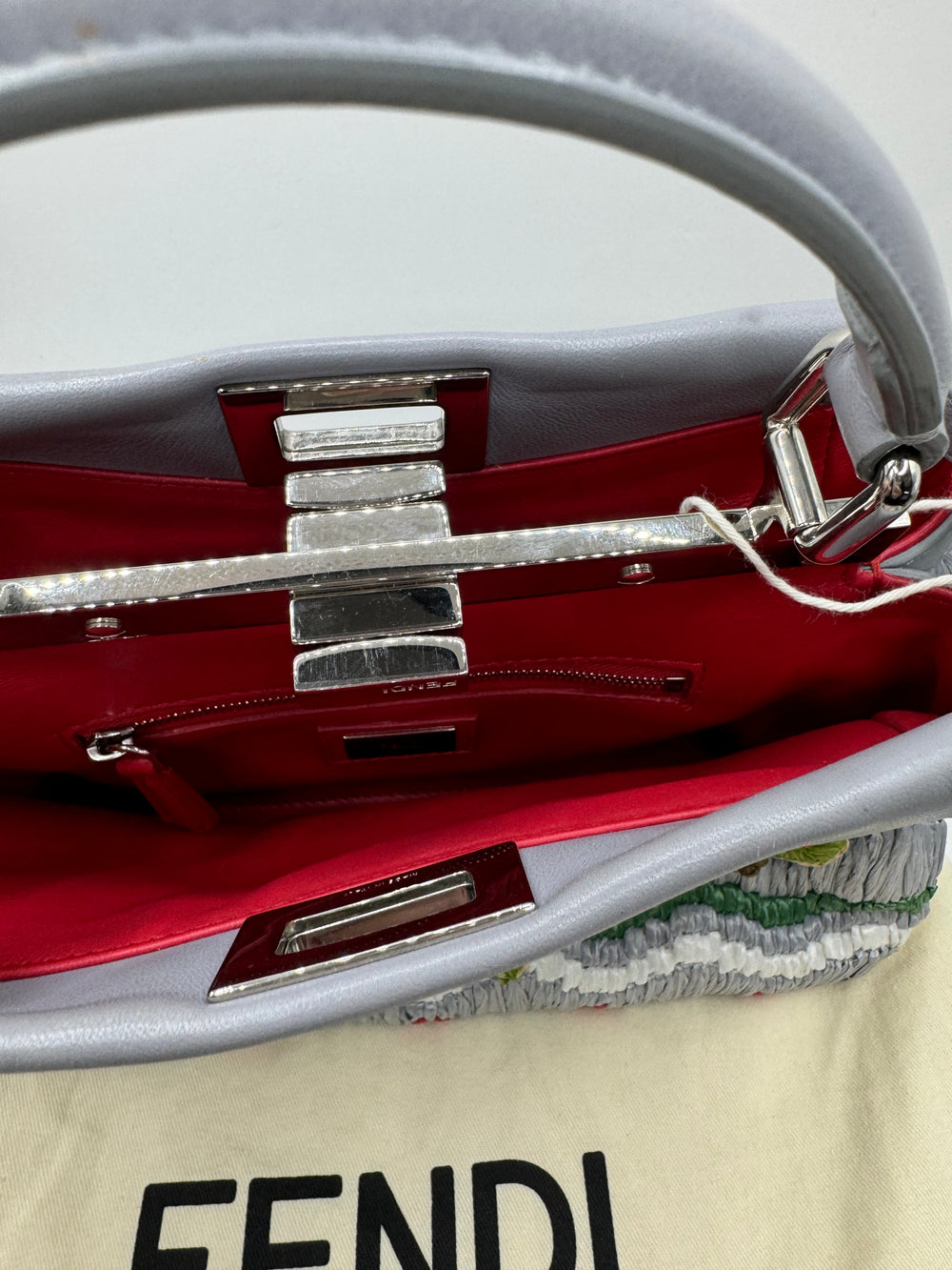 Fendi Peekaboo Limited Edition Mini Woven & Raffia Floral Bag