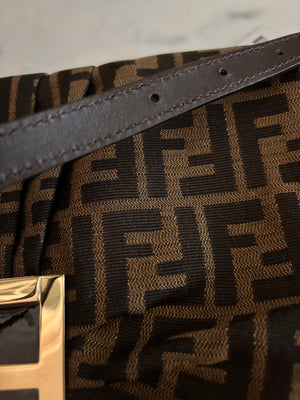 Fendi Zucca Canvas Mia Shoulder Bag – Tobacco Monogram with Flat Patent Leather Strap