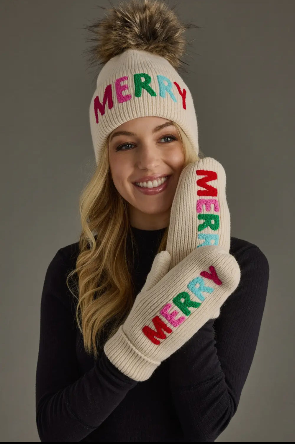 Winter Knit Hat & Mittens Set