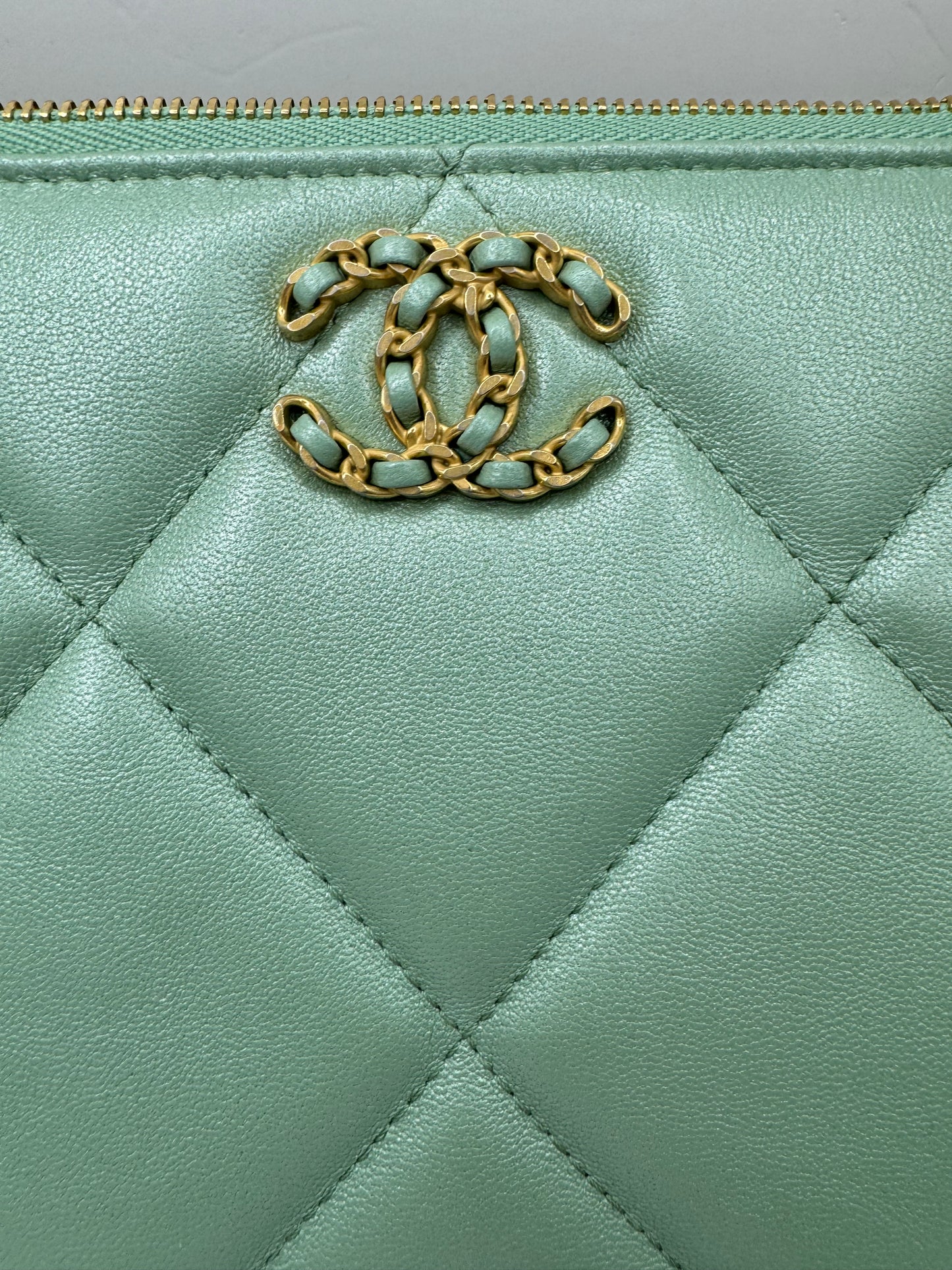 Chanel 19 Mint Pearl Envelope Pouch