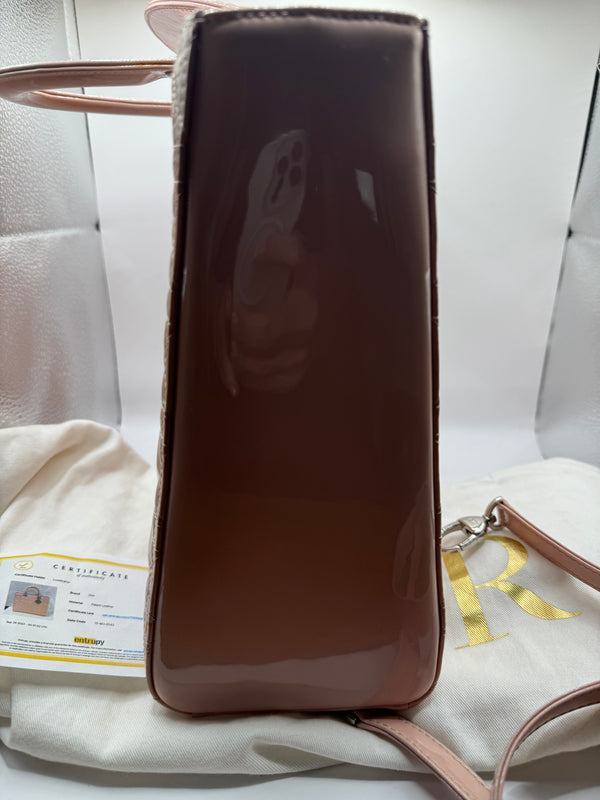Dior Lady Dior Large Light Pink Patent with SHW