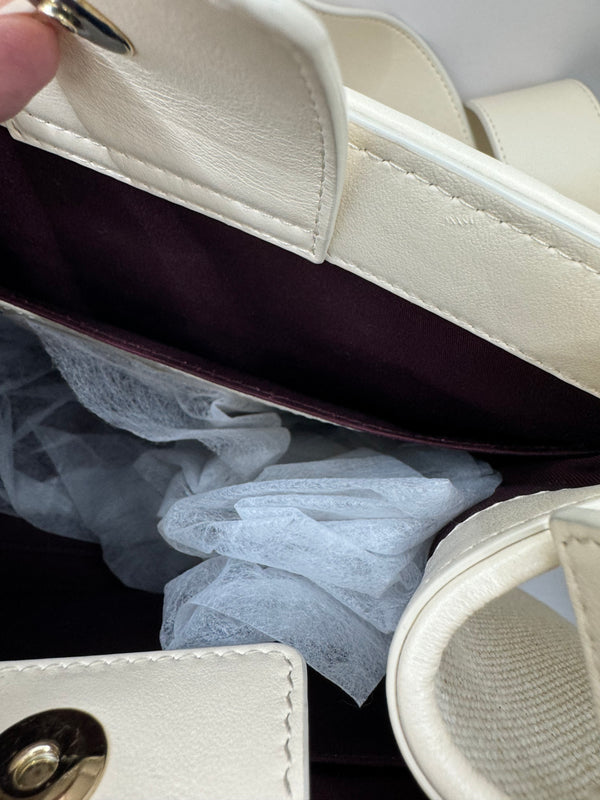 Bvlgari Cream Canvas Crystal metallic logo small Tote