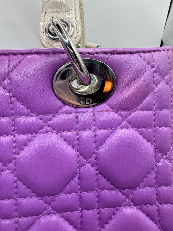 Dior Lady Dior Tri-colour Genuine Python side purple/pink/cream with SHW