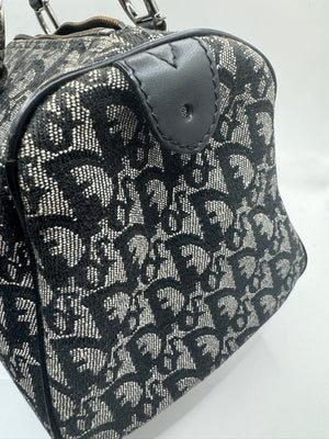 Dior 2004 Vintage Diorissimo Small Trotter Bag Black & Grey Dior print