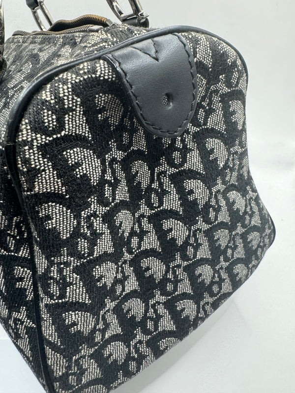 Dior 2004 Vintage Diorissimo Small Trotter Bag Black & Grey Dior print