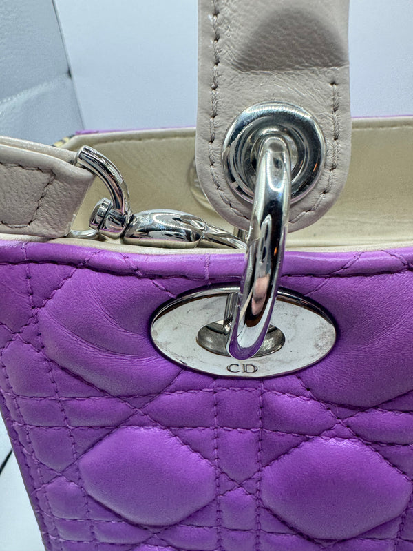 Dior Lady Dior Tri-colour Genuine Python side purple/pink/cream with SHW