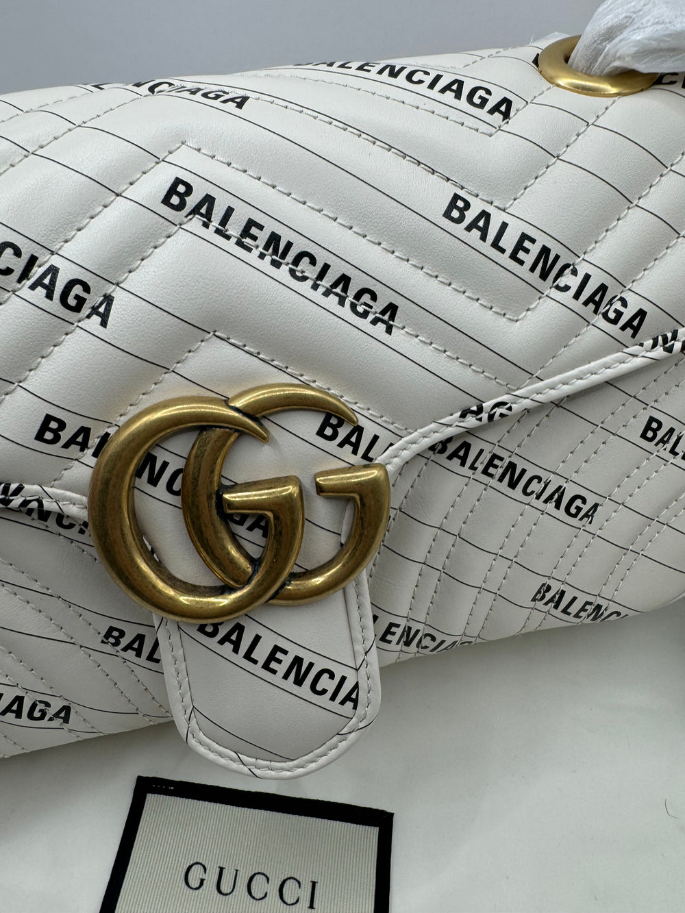 Gucci x Balenciaga  The Hacker GG Marmont  Creamy white & black GHW - with tags
