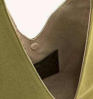 Dara Faux Vegan Suede Hobo Bag - Dark Olive