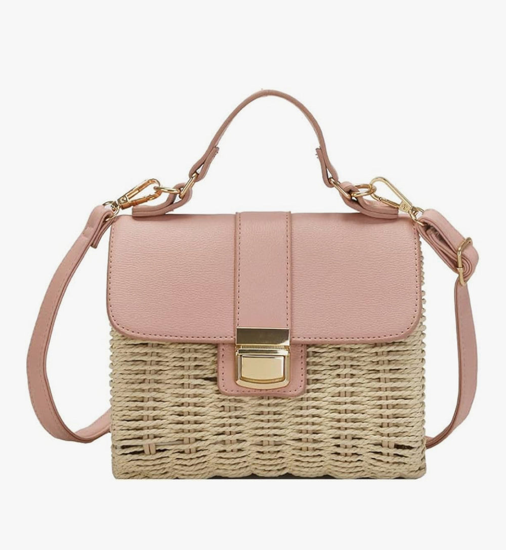 Straw Crossbody Top Handle Bag