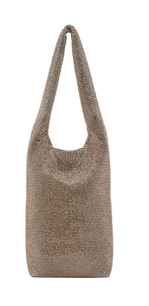 Kara Beige Crystal Mesh Wine Cooler Bag NWT