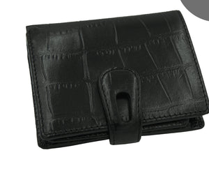 Portolano Leather Croc effect Wallet in Black