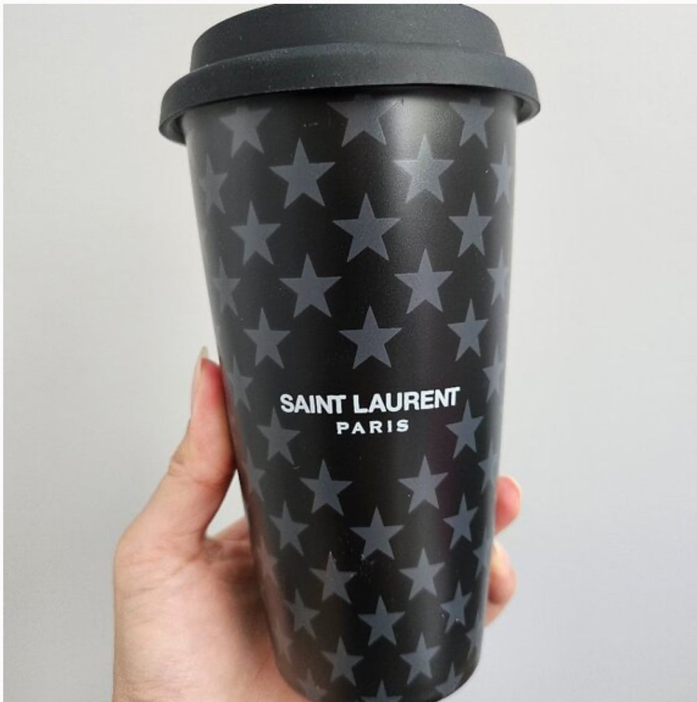 Saint Laurent ceramic black star coffee travel cup- new