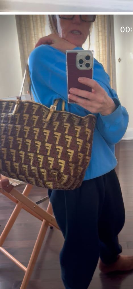 Fendi Multicolor Zucca Brocade Fabric Shopper Tote