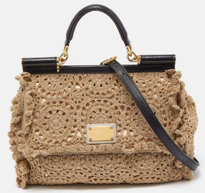 Dolce & Gabbana Gold Crochet Large Ms Sicily Top Handle/crossbody - rare to find