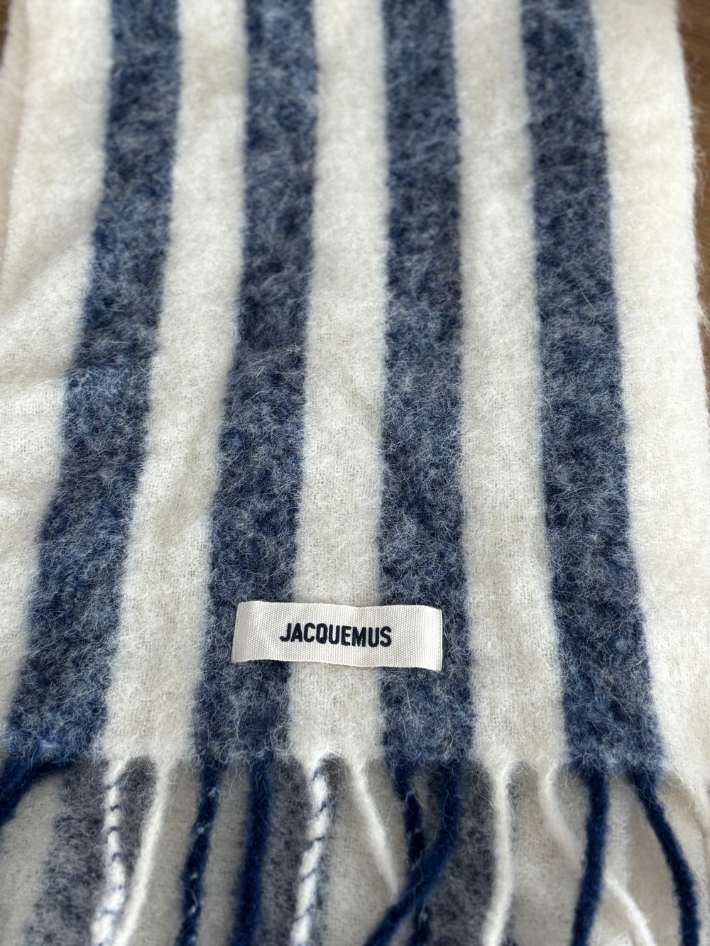 Jacquemus The Carro Navy/White Stripe Scarf mohair & alpaca