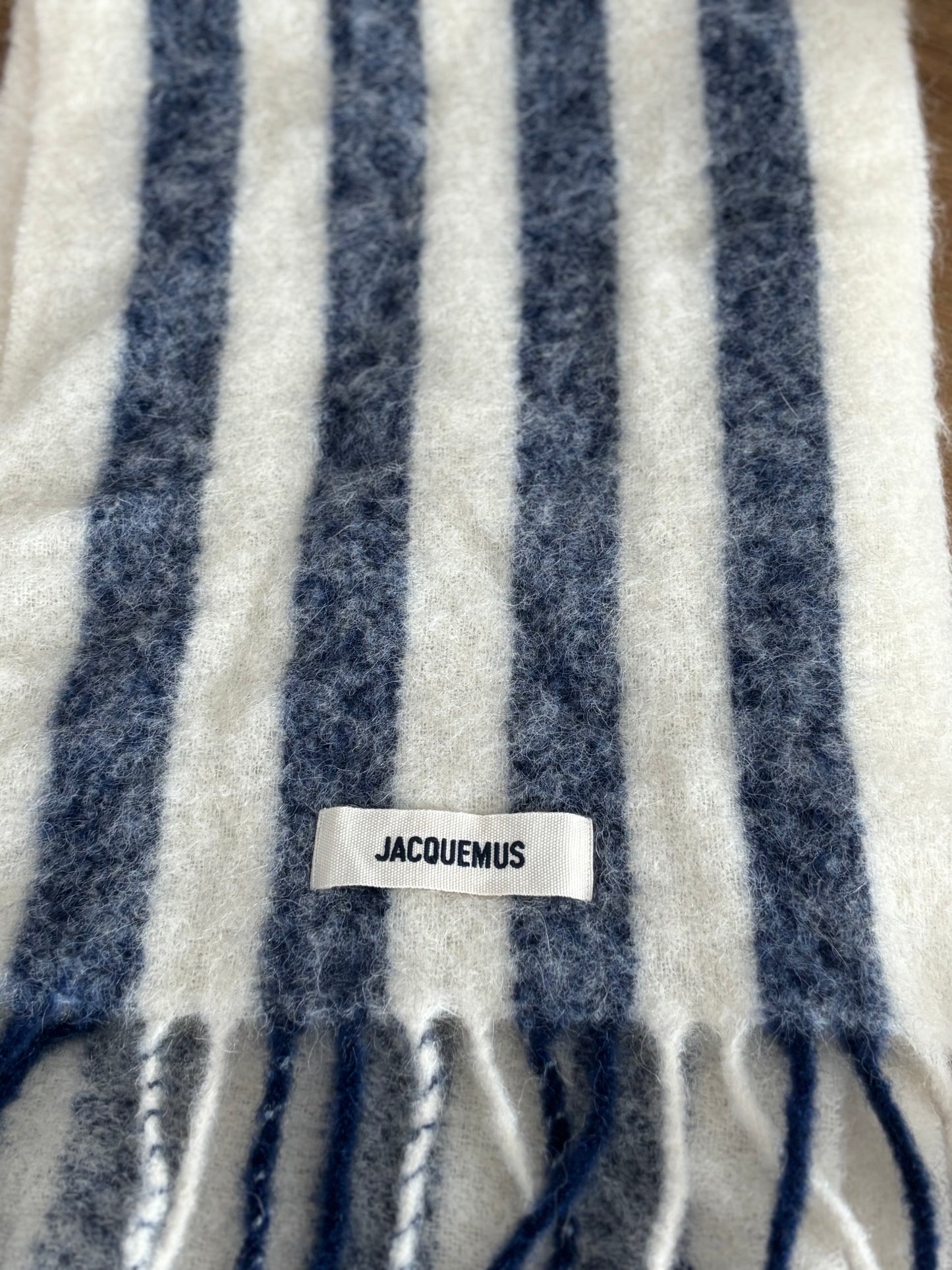 Jacuemus The Carro Navy/White Stripe Scarf mohair & alpaca