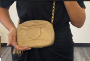 Chanel Vintage Small Tassel Camera Bag – Beige Caviar Leather (1989)