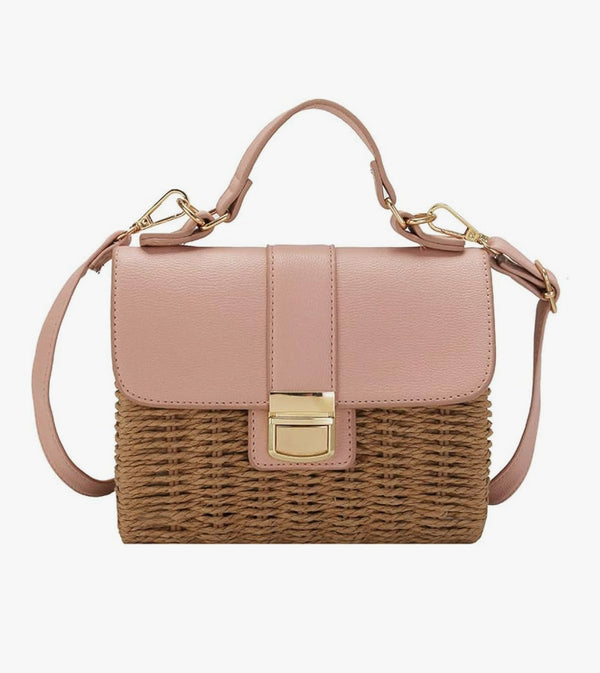 Straw Crossbody Top Handle Bag