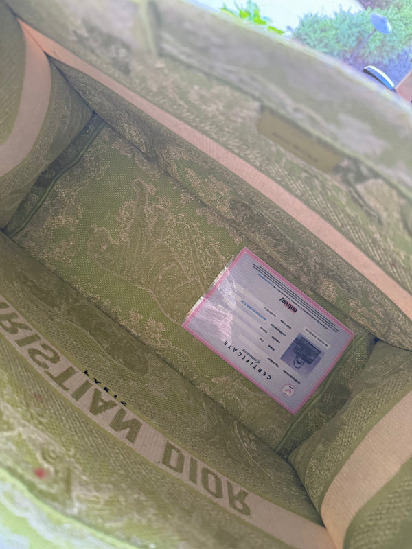 Christian Dior Toile Medium Book Tote Pale Green